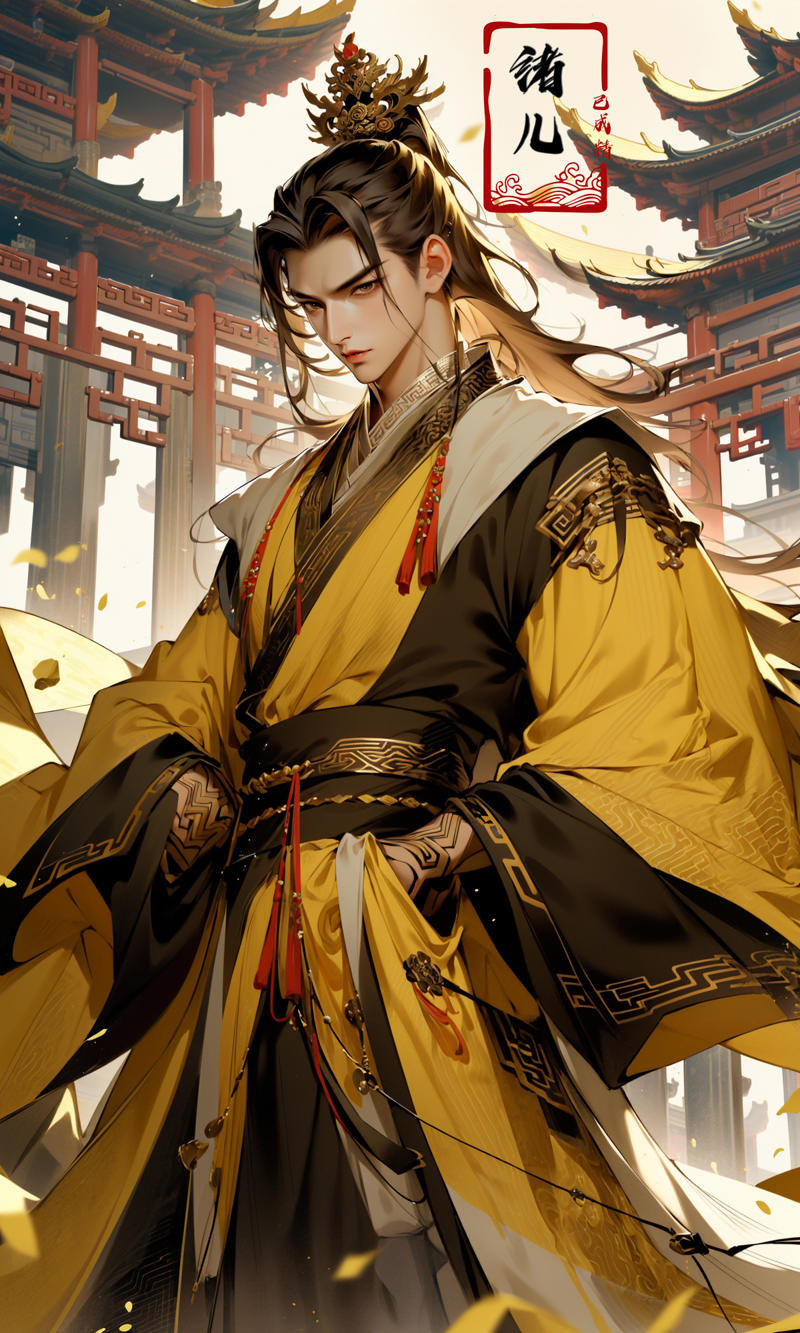 606247209521968583-484367339-Epic CG masterpiece, A Chinese Tang dynasty emperor,by guopei Wuxia,handsome, MAX Masculinity, straight crown, golden Taoist rob.jpg